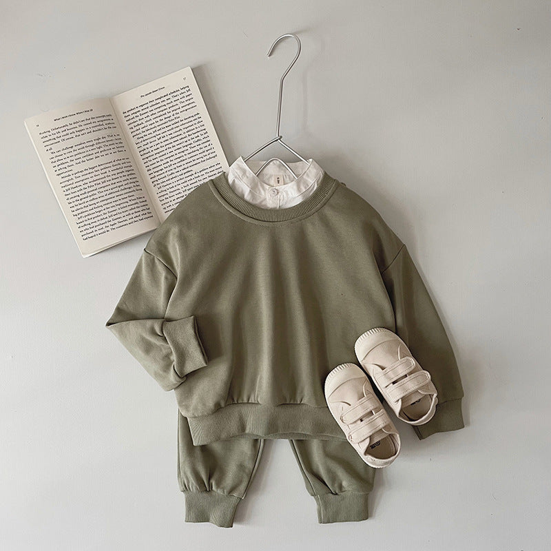 Kid's Solid Sweatshirt Suits