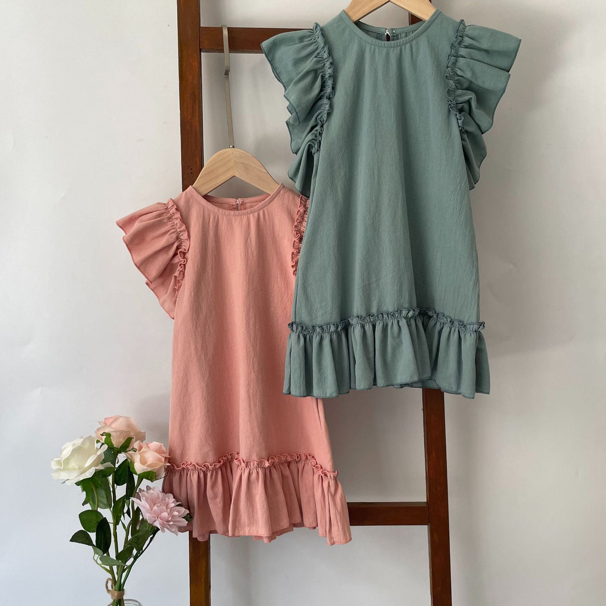 Cotton Linen Ruffled Mini Dress