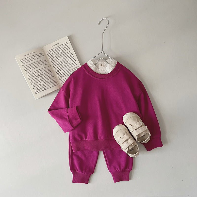 Kid's Solid Sweatshirt Suits