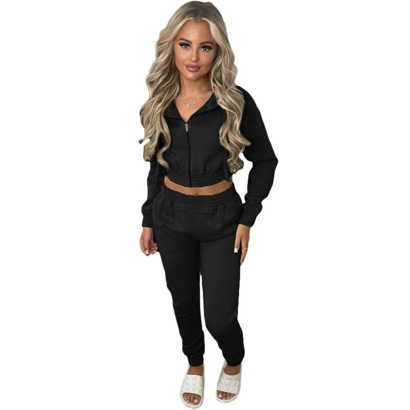 Fleece Hooded Sweatshirt + Trousers Set