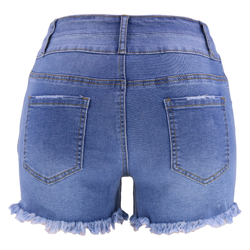 High Waist Ripped Denim Shorts