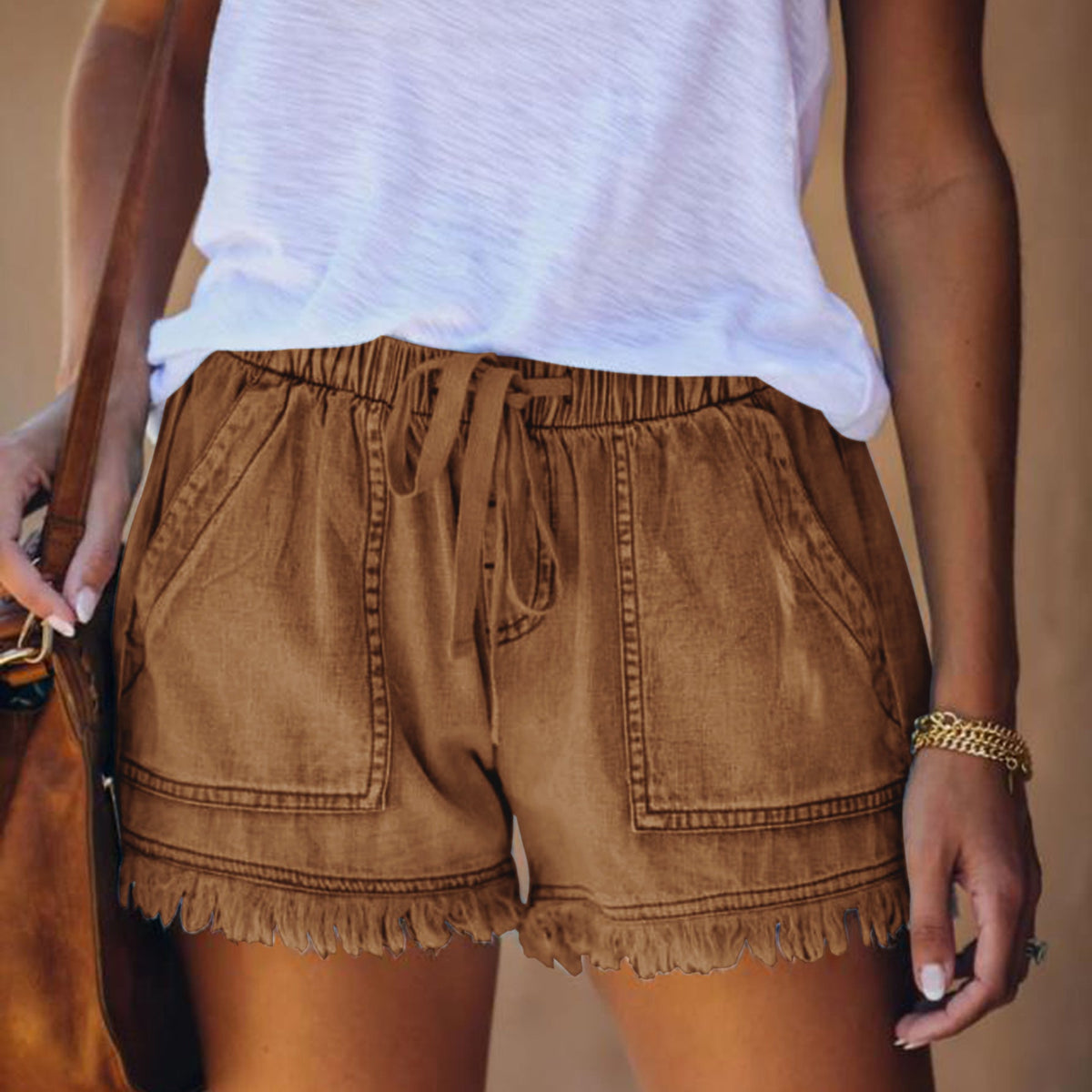 Pocket Frayed Tencel Shorts