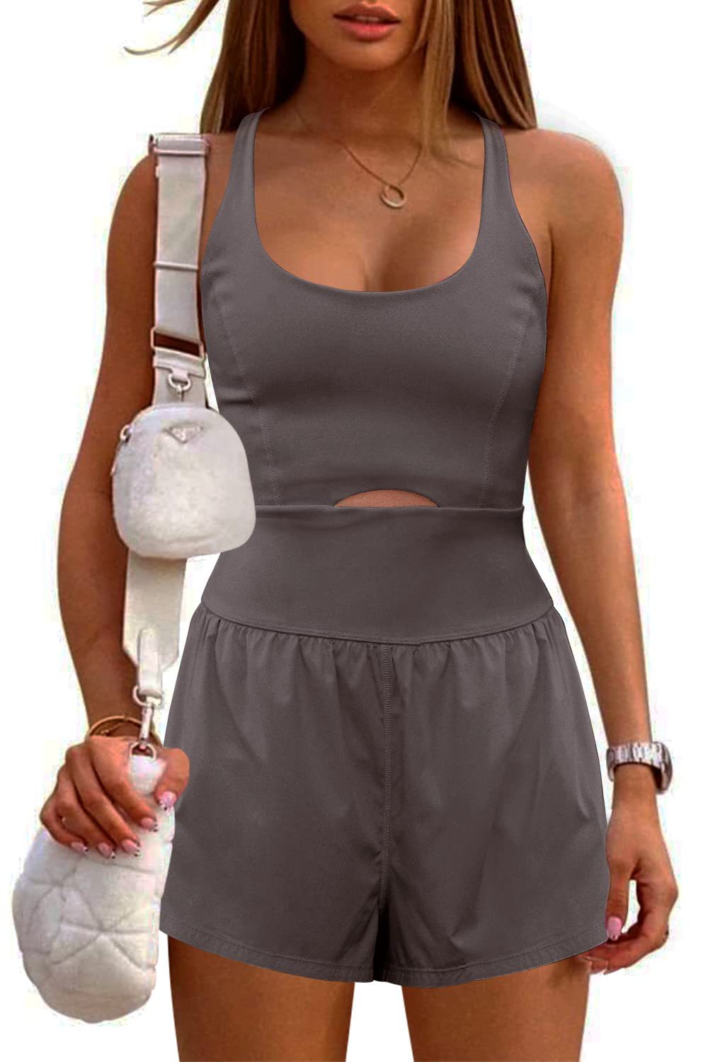 Cross Cutout Short Sports Romper