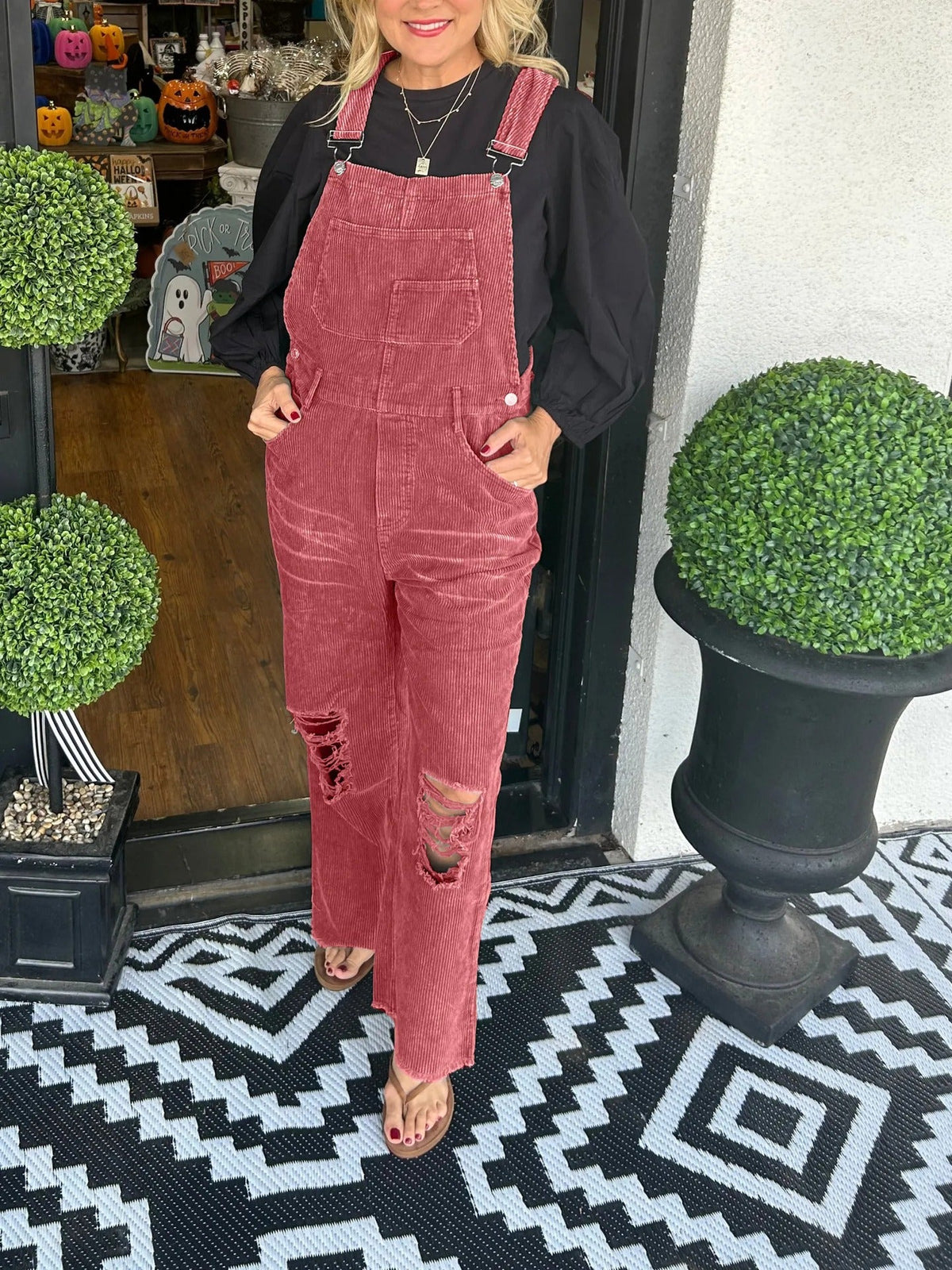 (Pre order/10.1)Corduroy Ripped Jumpsuit