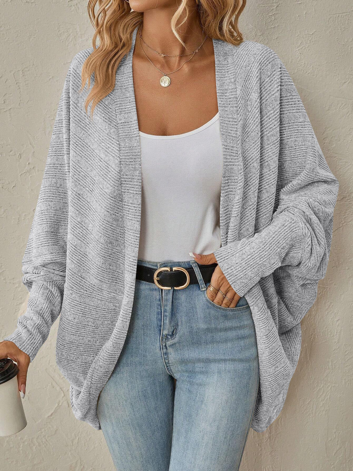 Knitted Batwing Sleeve Cardigan