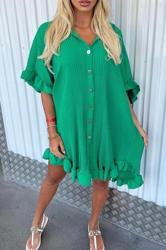 Ruffle Sleeve Shirt Mini Dress