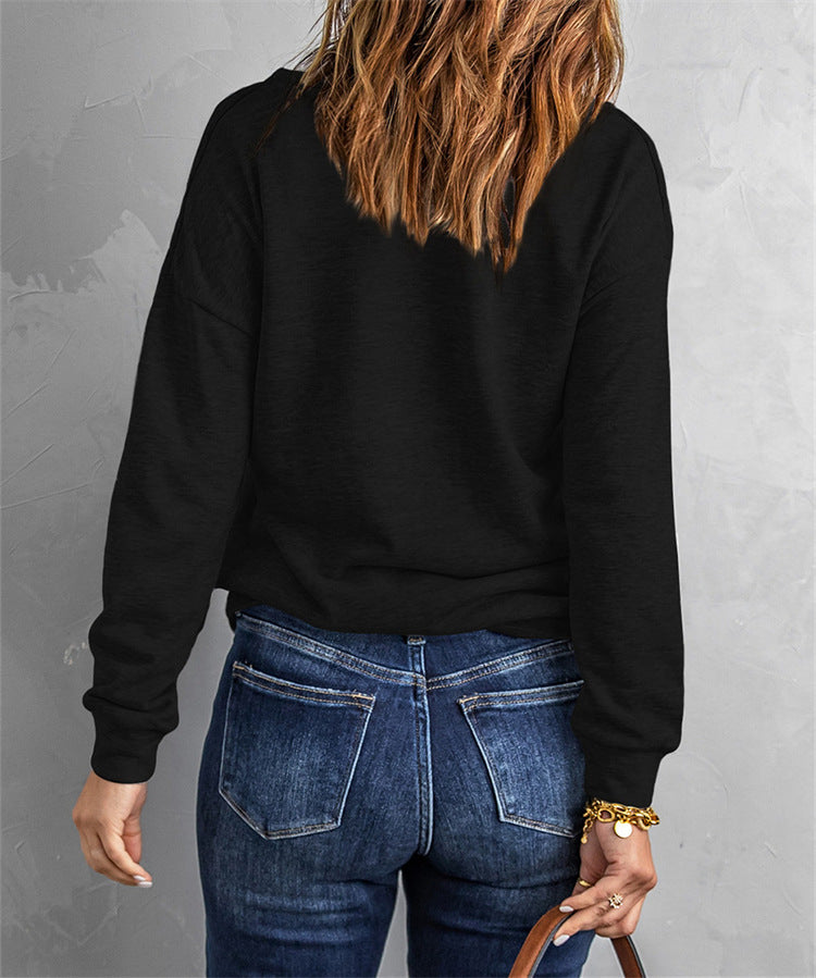 Quilted Patch Half Zipper Sweatshirt