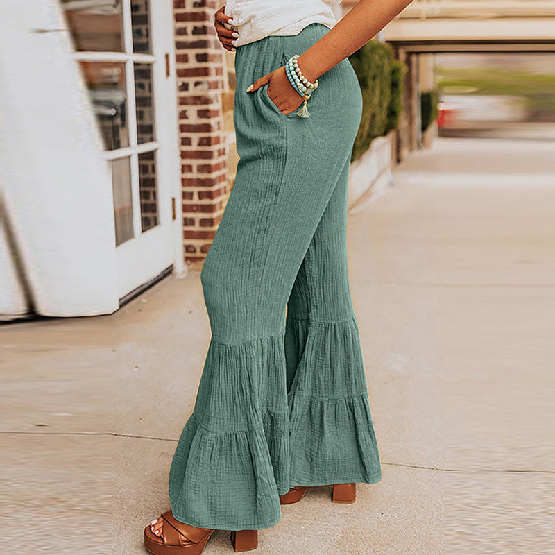 Textured High Waist Flared Pants