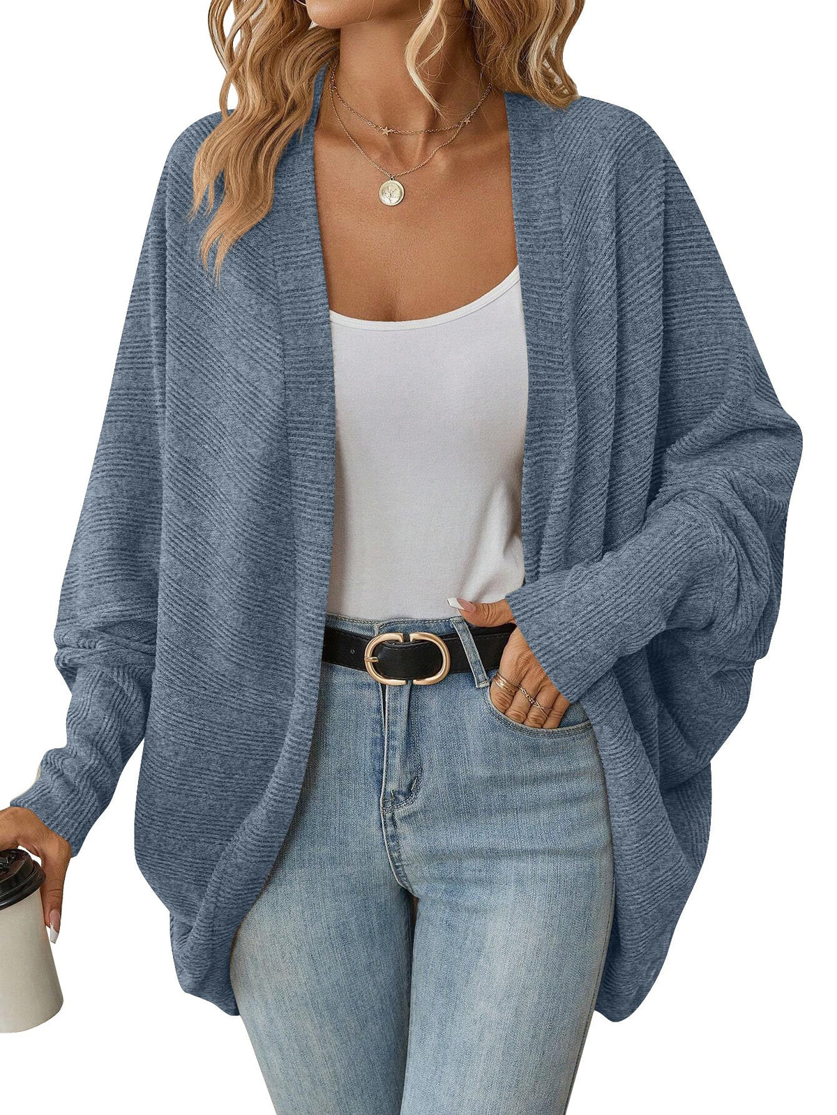 Knitted Batwing Sleeve Cardigan