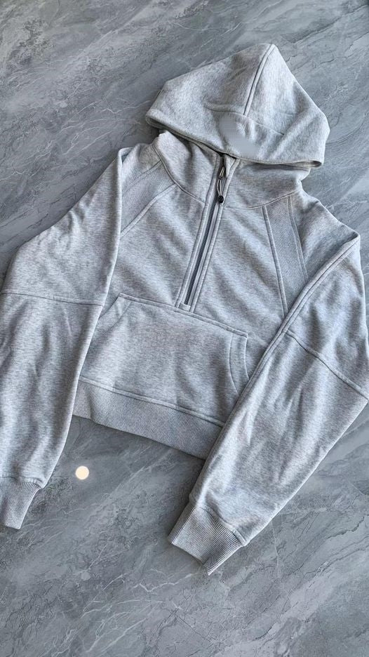 Half Zip Hooded Embroidered Sweatshirt