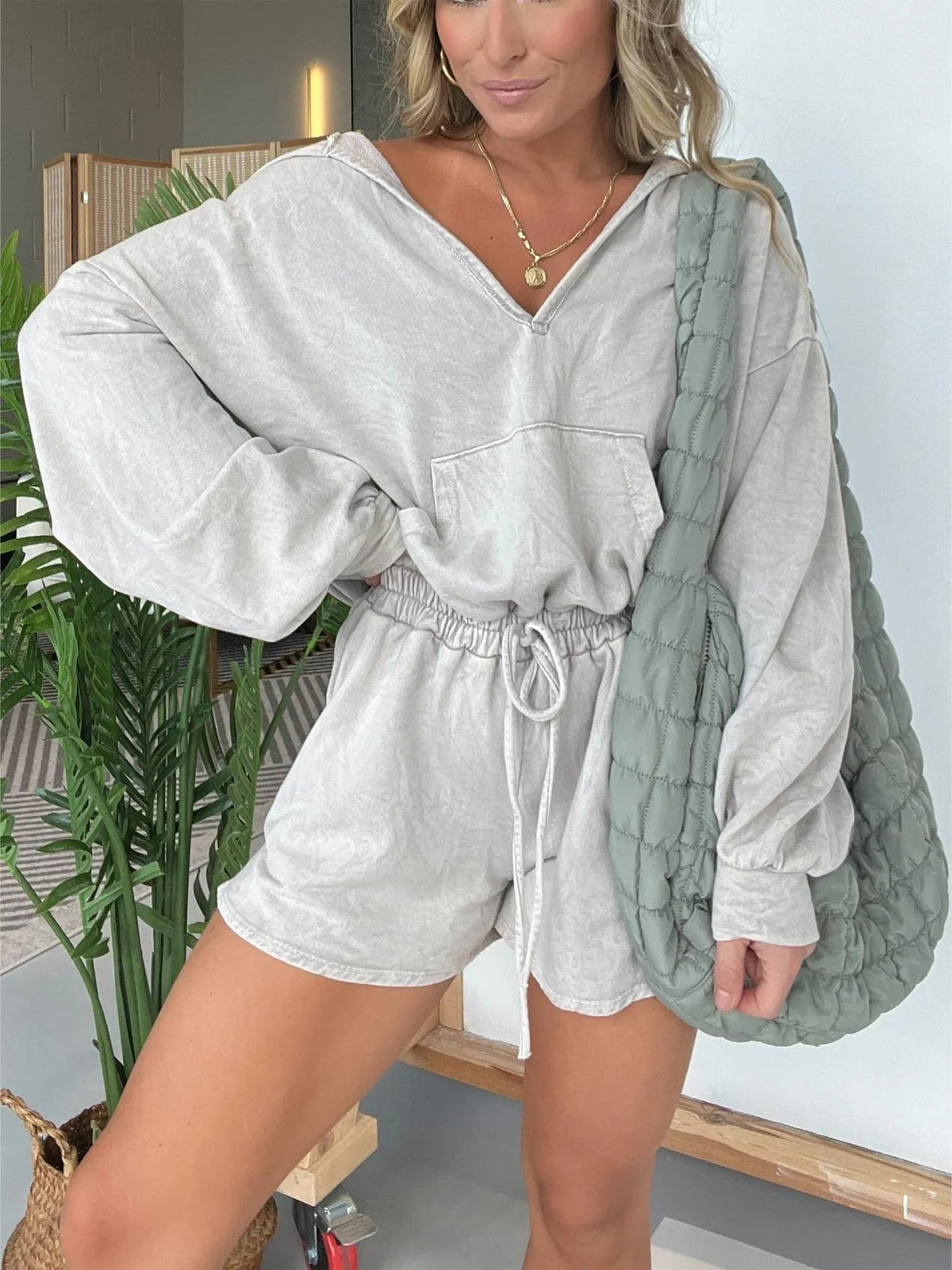 Women's Washed Hooded Jumpsuit