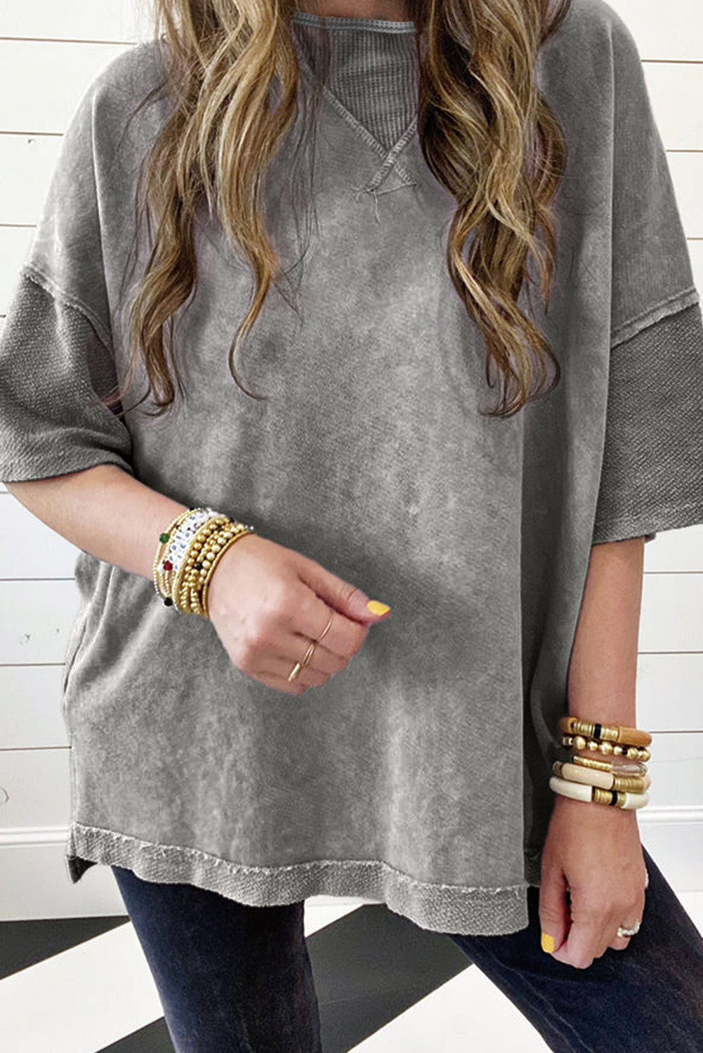 Wash Exposed Seam Oversized Tee