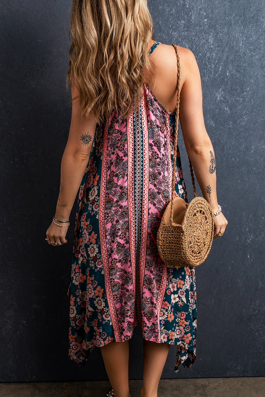 Boho Floral Patchwork Print Sundress