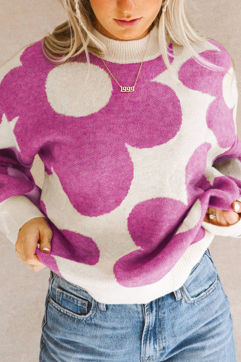 Flower Drop Shoulder Sweater