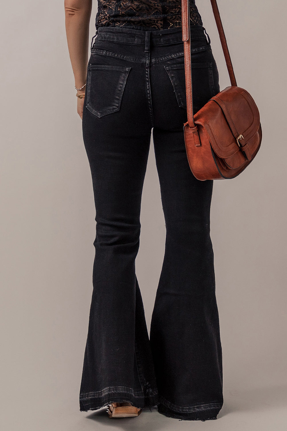 High Waist Button Front Flare Jeans