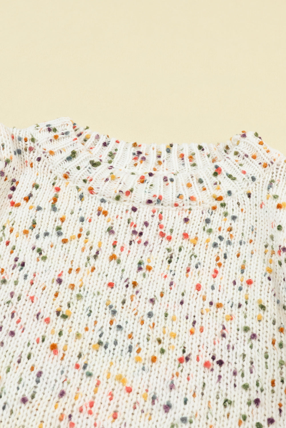 Colorful Dots Cable Knit Crew Neck Sweater