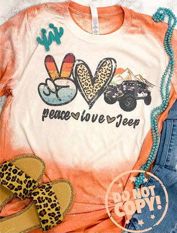 Peace Love Jeep Bleached Orange Tee