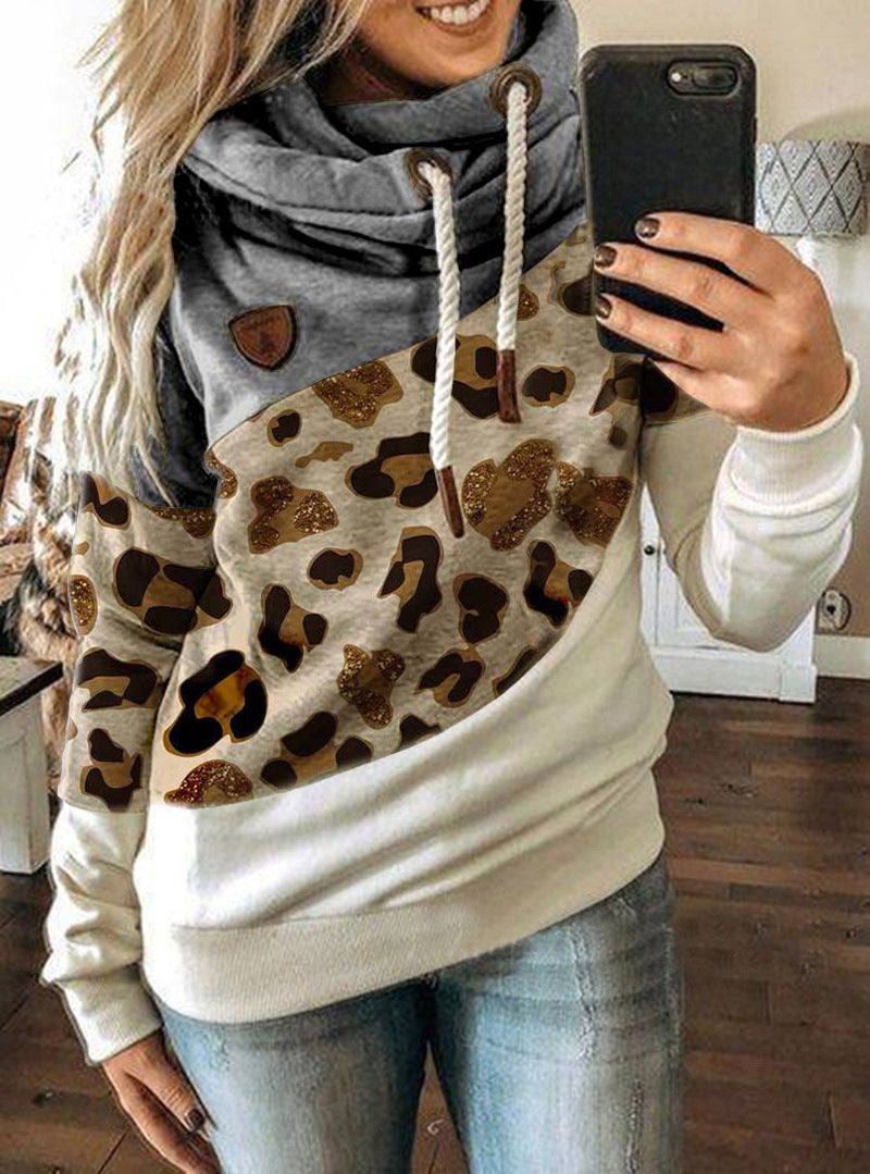 Leopard Print Hooded Sweatshirt