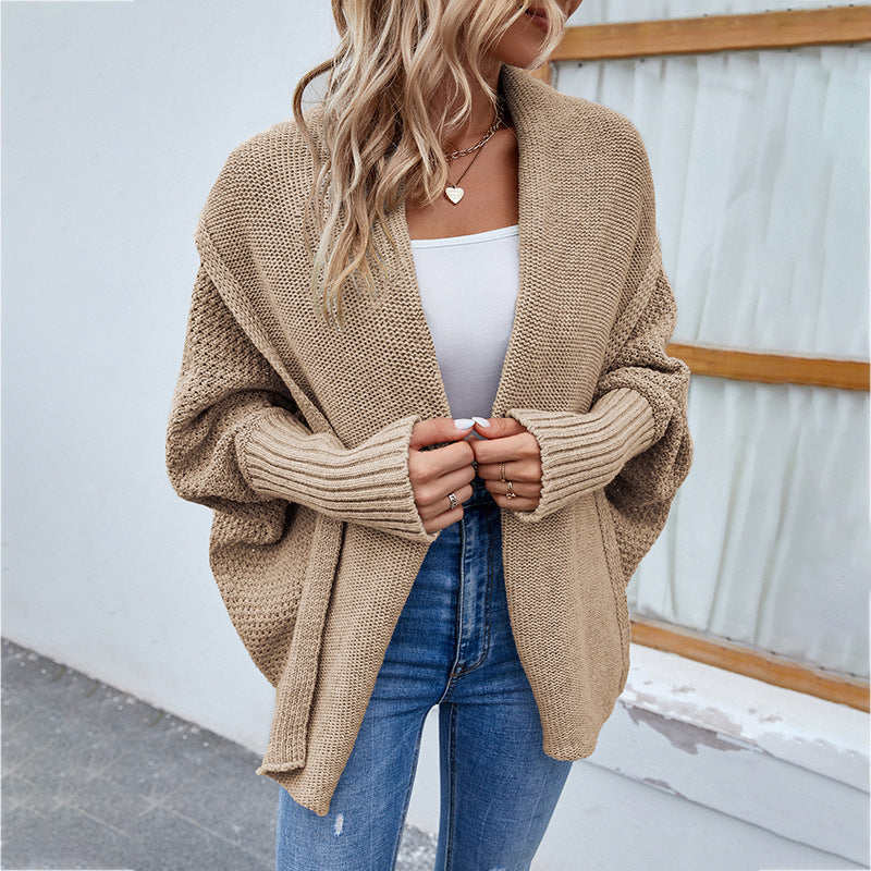 Knitted Sweater Dolman Sleeve Cardigan