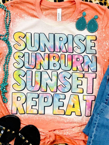 Kids Sunrise Sunburn Sunset Repeat Grey Bleached Tee