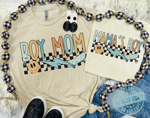 Boy Mom and Mama's Boy Skateboard Tan Tee