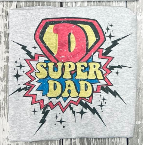 Super Dad Distressed Grey Tee