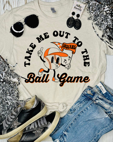 Take Me Out To The Ballgame Custom Mascot Tan Tee