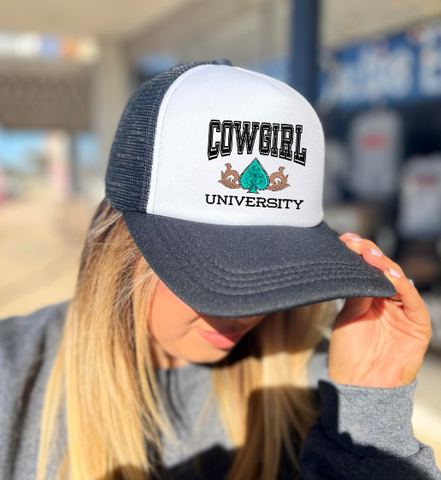 *TRUCKER HAT* Cowgirl University BLACK