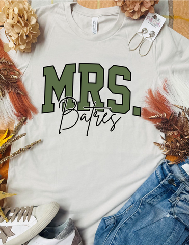 Fall Green Design Custom Name Tan Tee