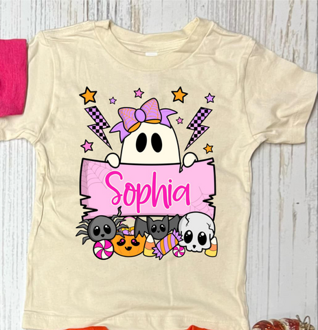 *DTF CUSTOM* Pink Hip Ghost Girl Natural Ivory Tee