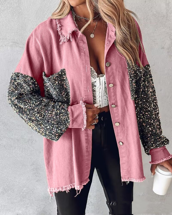 Sequin Patchwork Denim Jacket