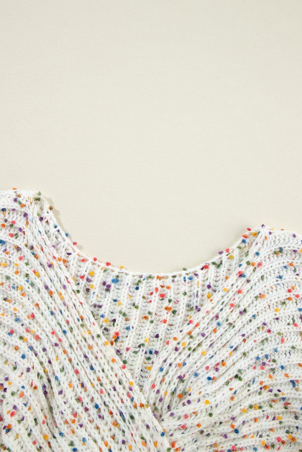 White Confetti Reversible Twist Sweater