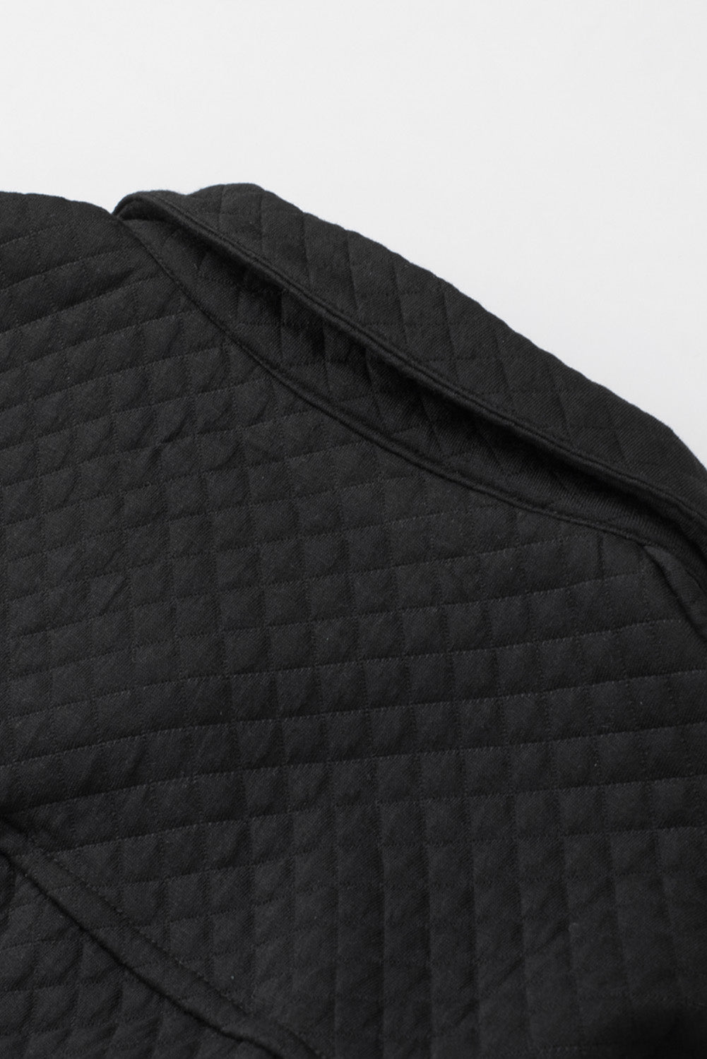 Gray Retro Quilted Flap Pocket Button Shacket