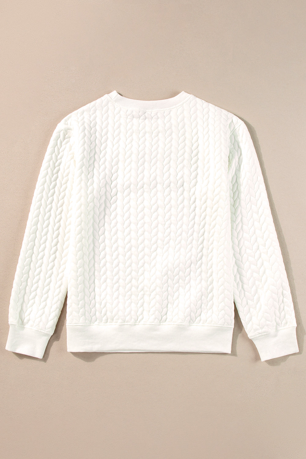 White Merry And Bright Cable Knit Pullover Sweatshirt