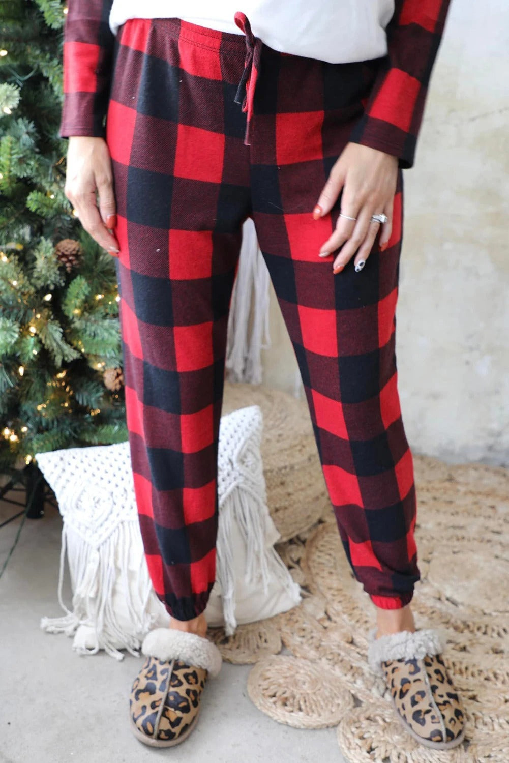 Christmas Plaid Merry Graphic Loungewear Set