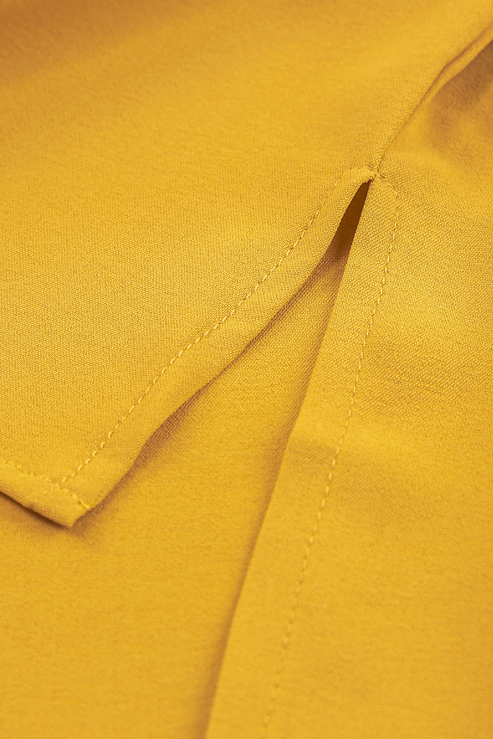 Yellow V Neck 3/4 Sleeve High Low Hem Shirt