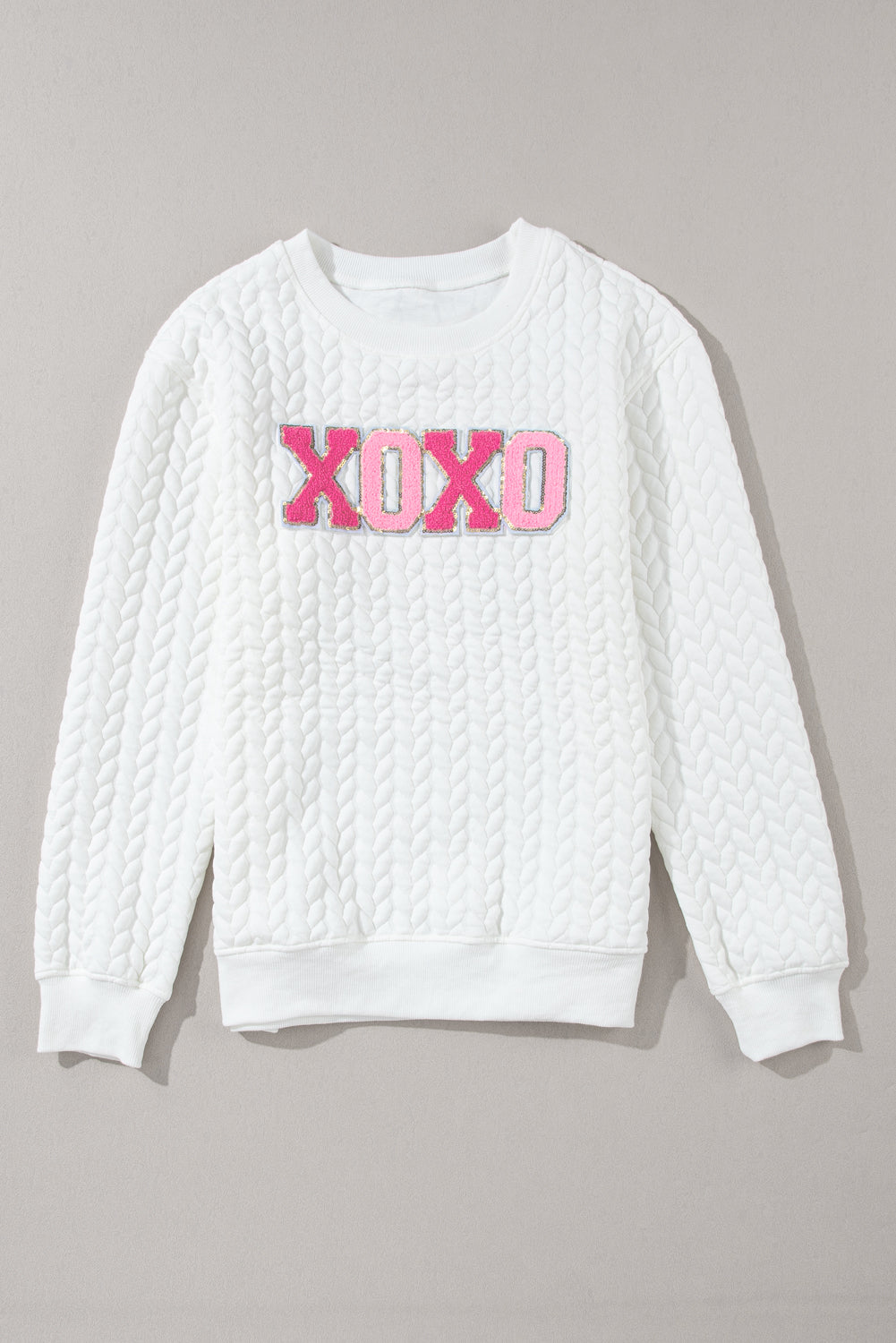 White Merry And Bright Cable Knit Pullover Sweatshirt