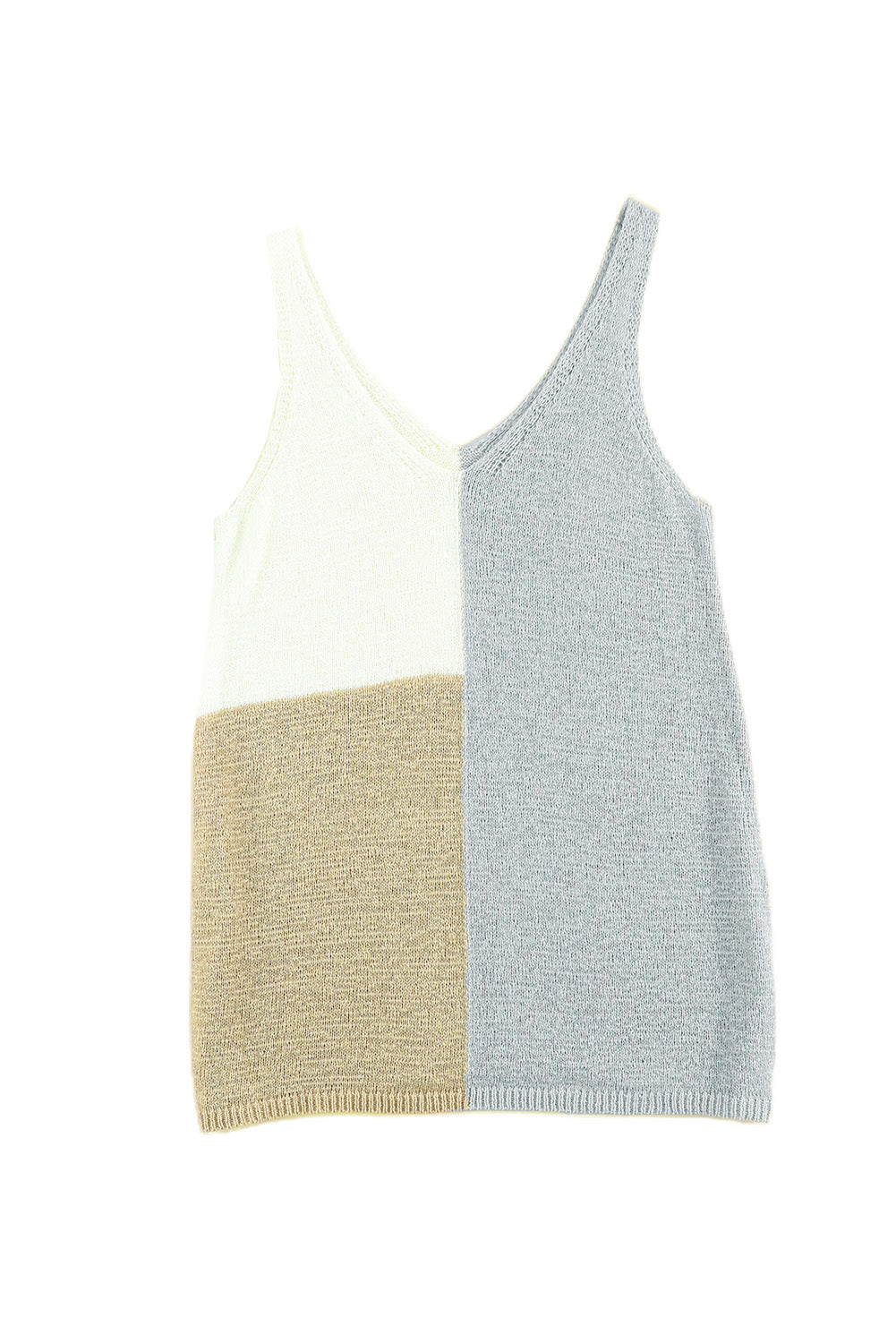 Blue Color Block Knitted Tank Top