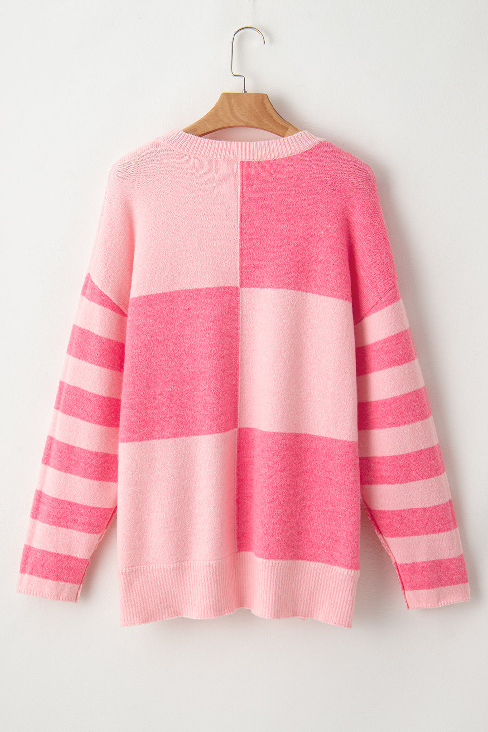 Checkered Striped Sleeve Sweater