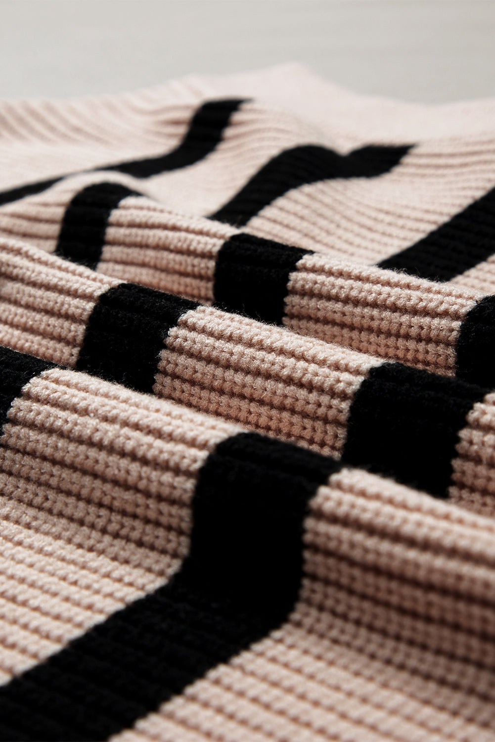 Khaki Stripe Zipped Collar Short Sleeve Sweater