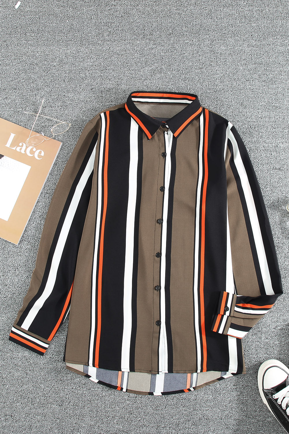 White Navy Striped Modern Women Shirt