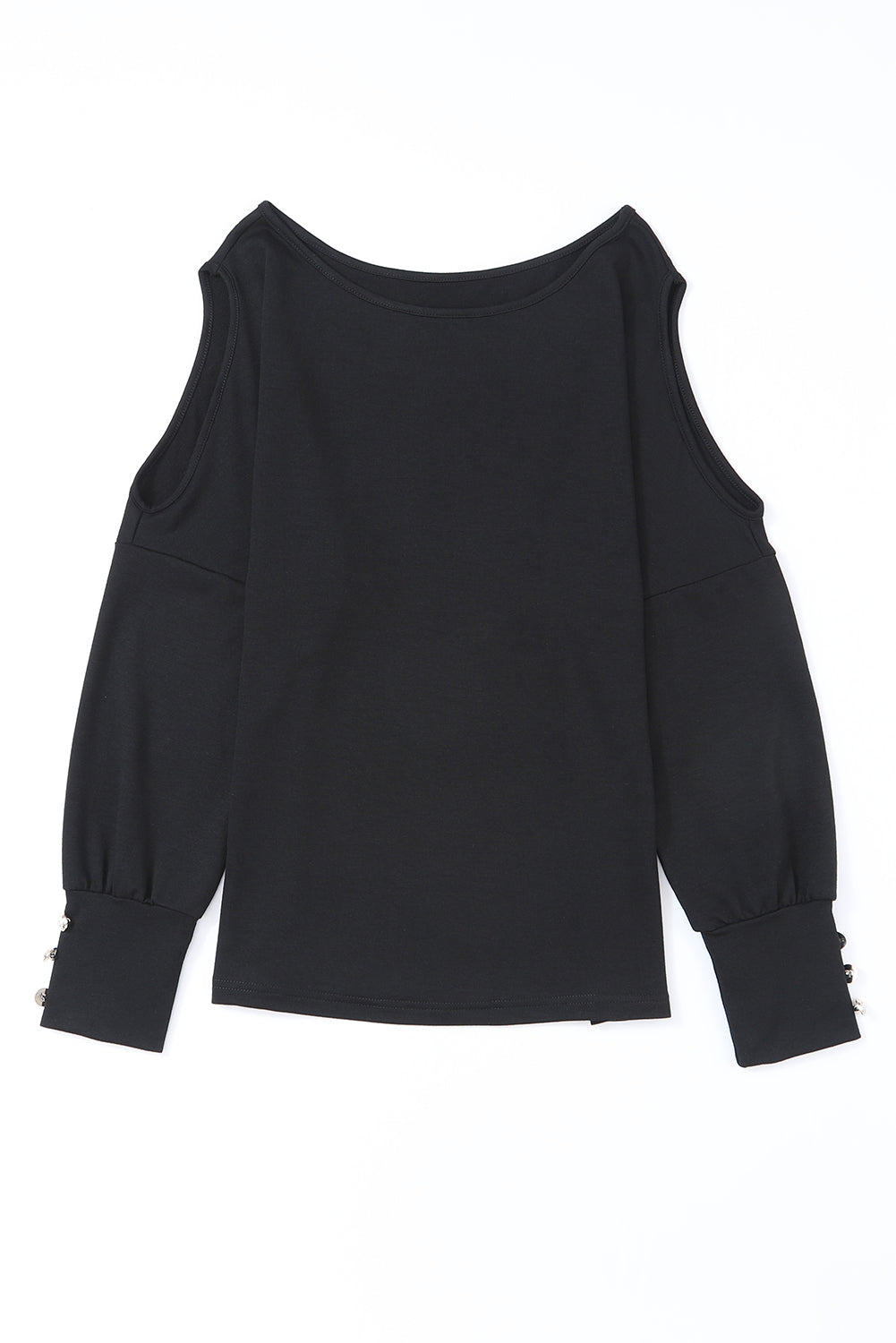 Green Asymmetrical Cut Out Buttoned Long Sleeve Top