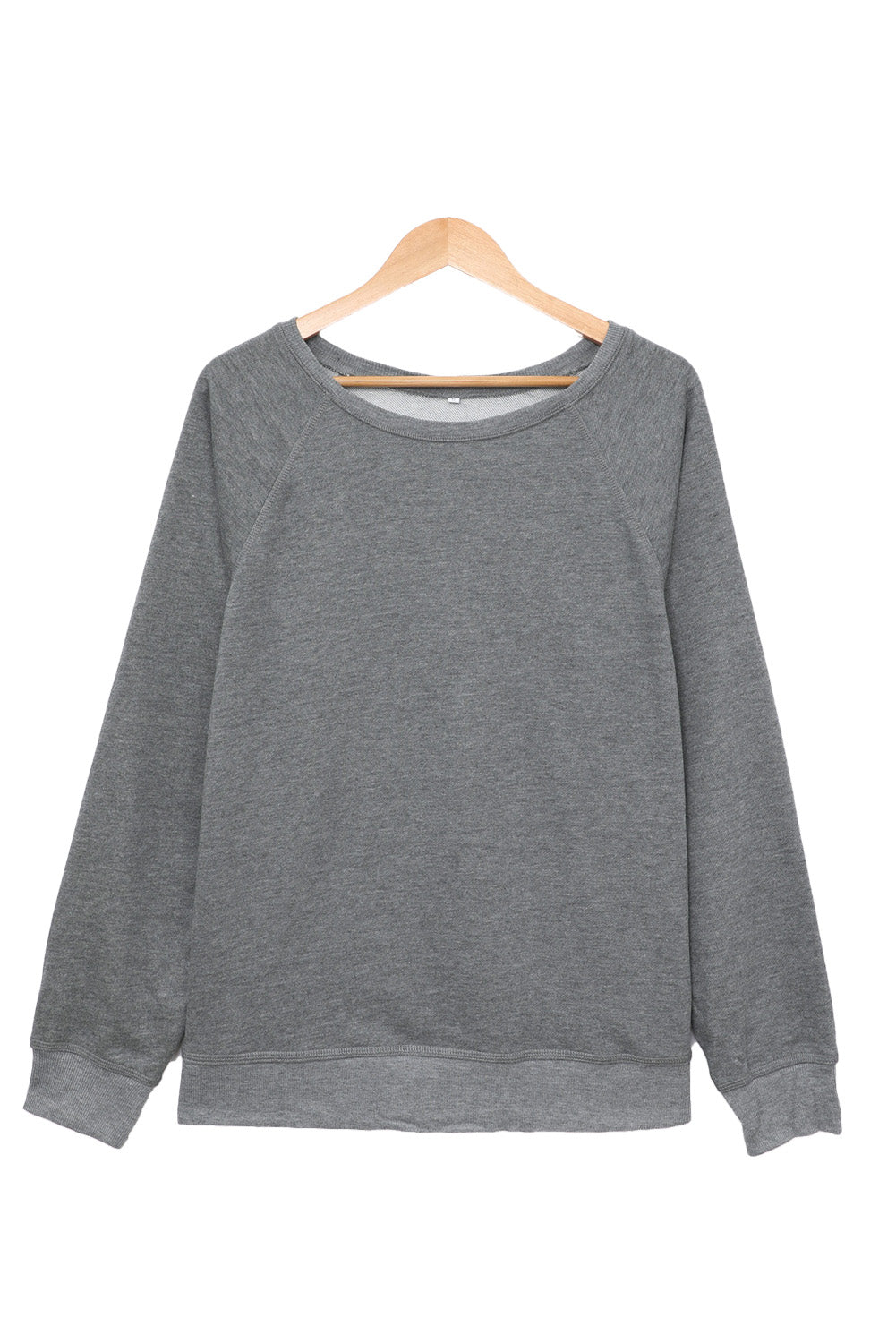 Gray French Terry Cotton Blend Pullover Sweatshirt