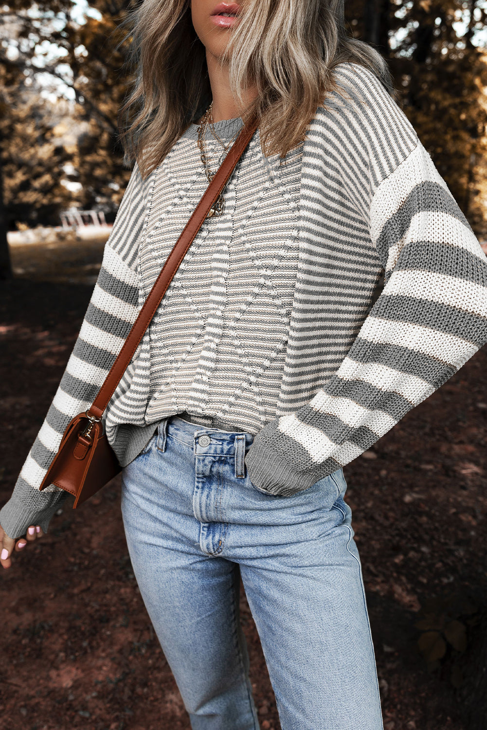 Stripe Geometric Textured Sweater