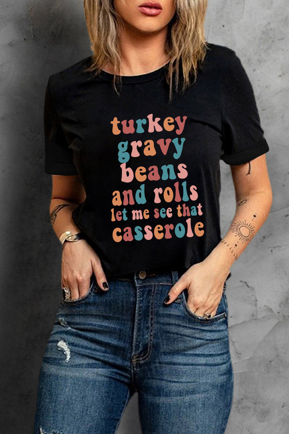 Black Food Lovers Slogan Graphic T Shirt