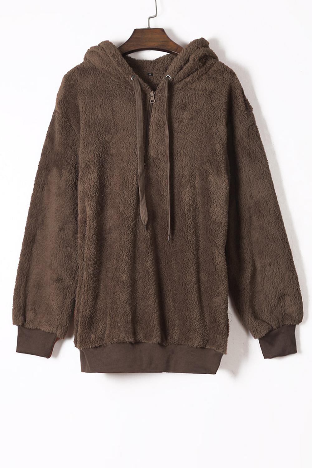 Brown Warm Furry Pullover Hoodie