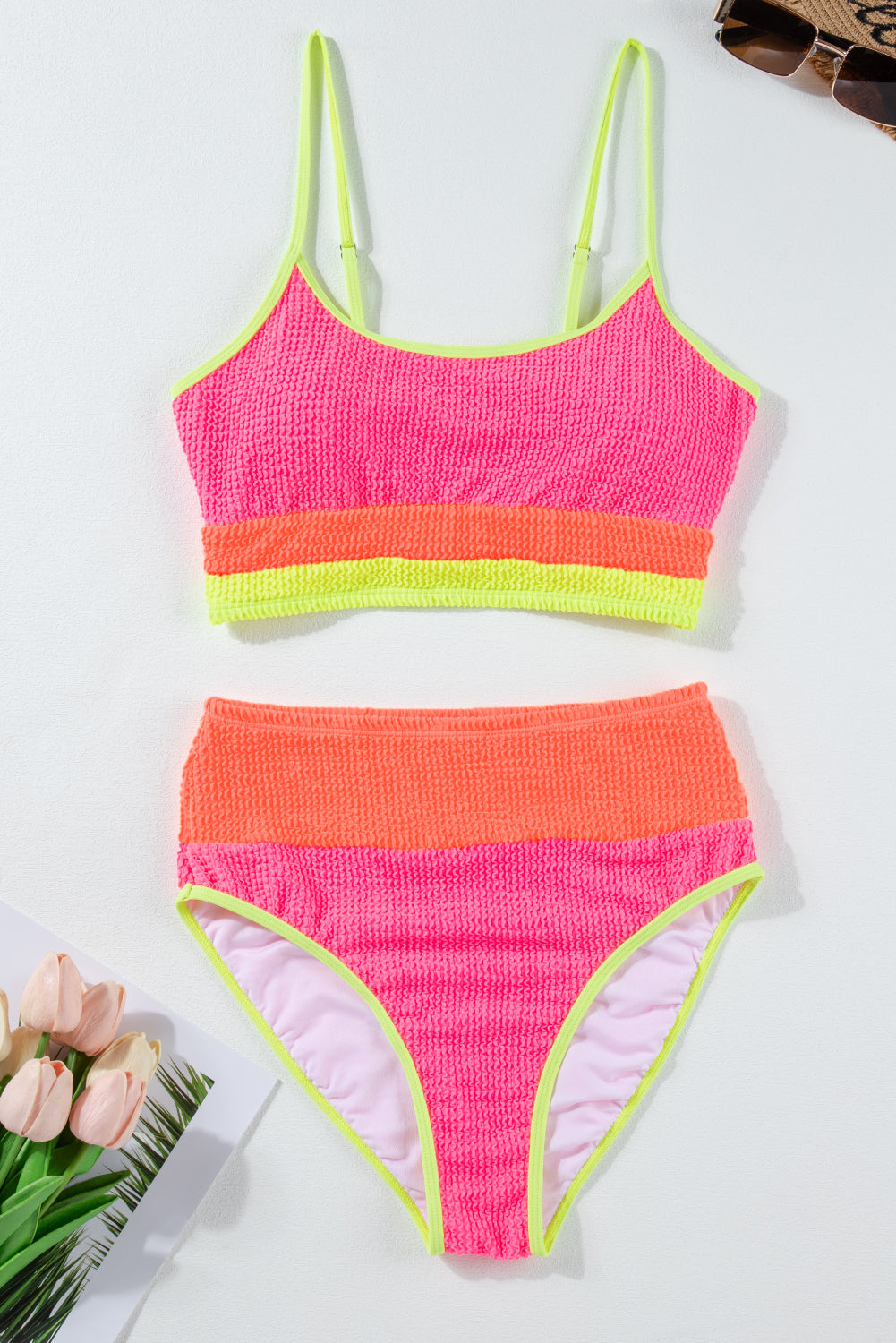 Candy Color High Waisted Bikini Set