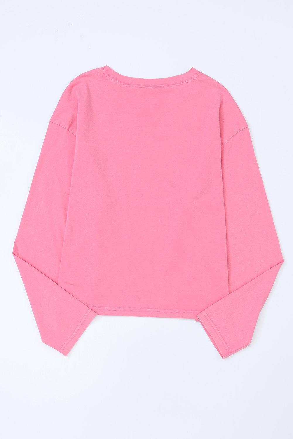 Pink Lace Patch Pocket Long Sleeve T-shirt