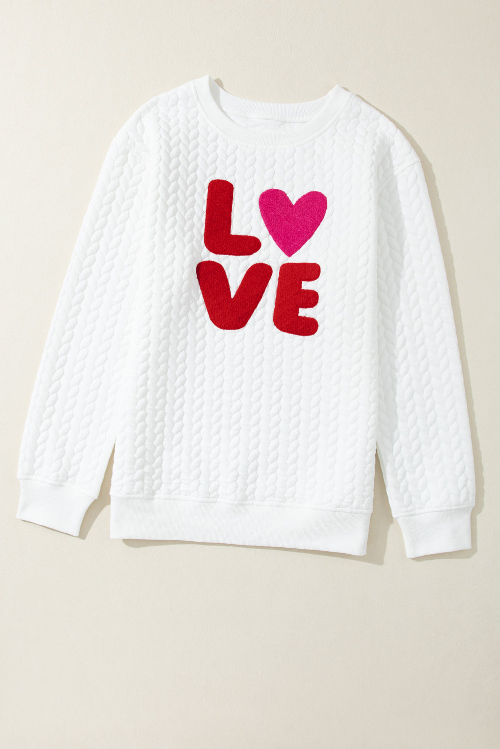 White Merry And Bright Cable Knit Pullover Sweatshirt