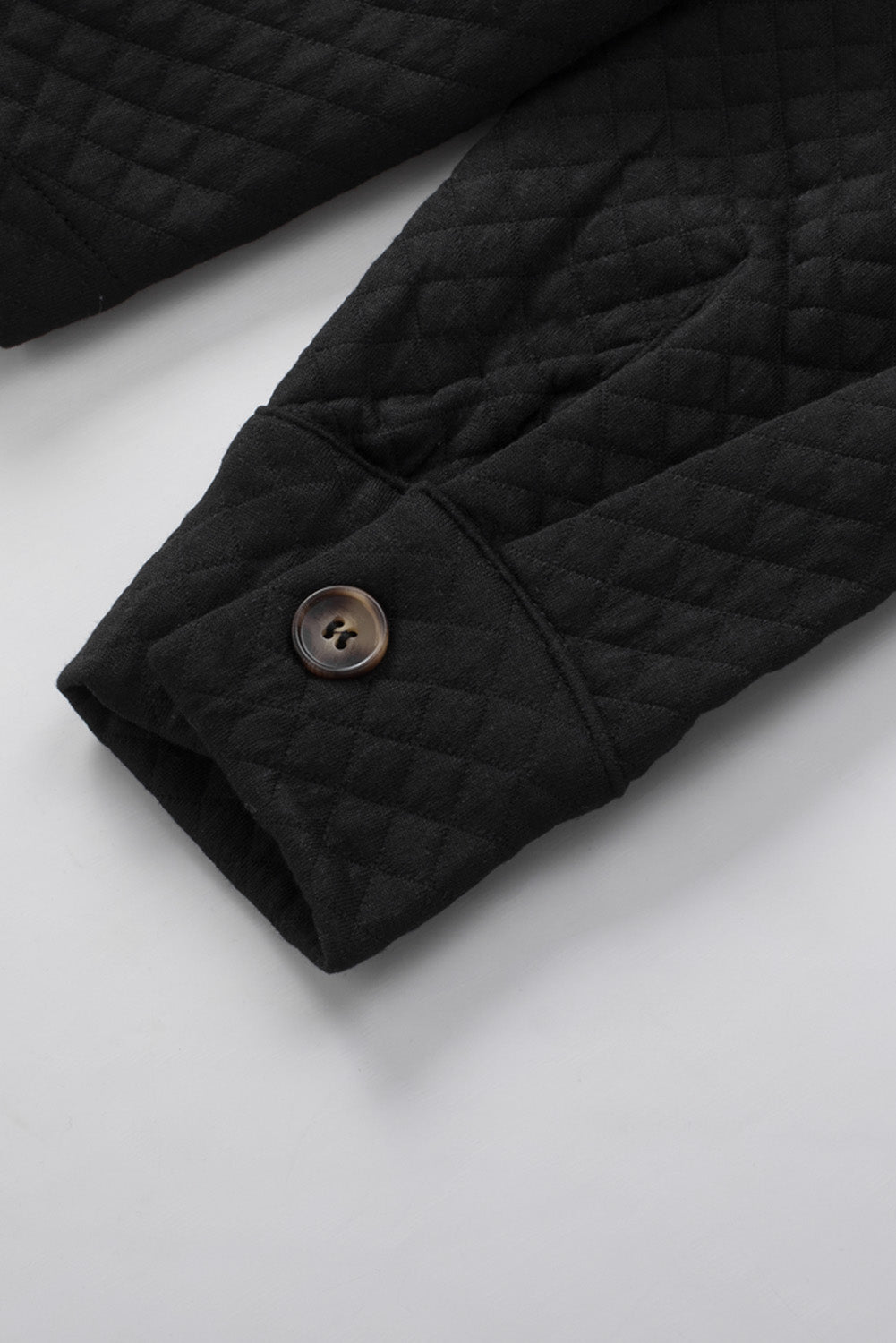 Gray Retro Quilted Flap Pocket Button Shacket